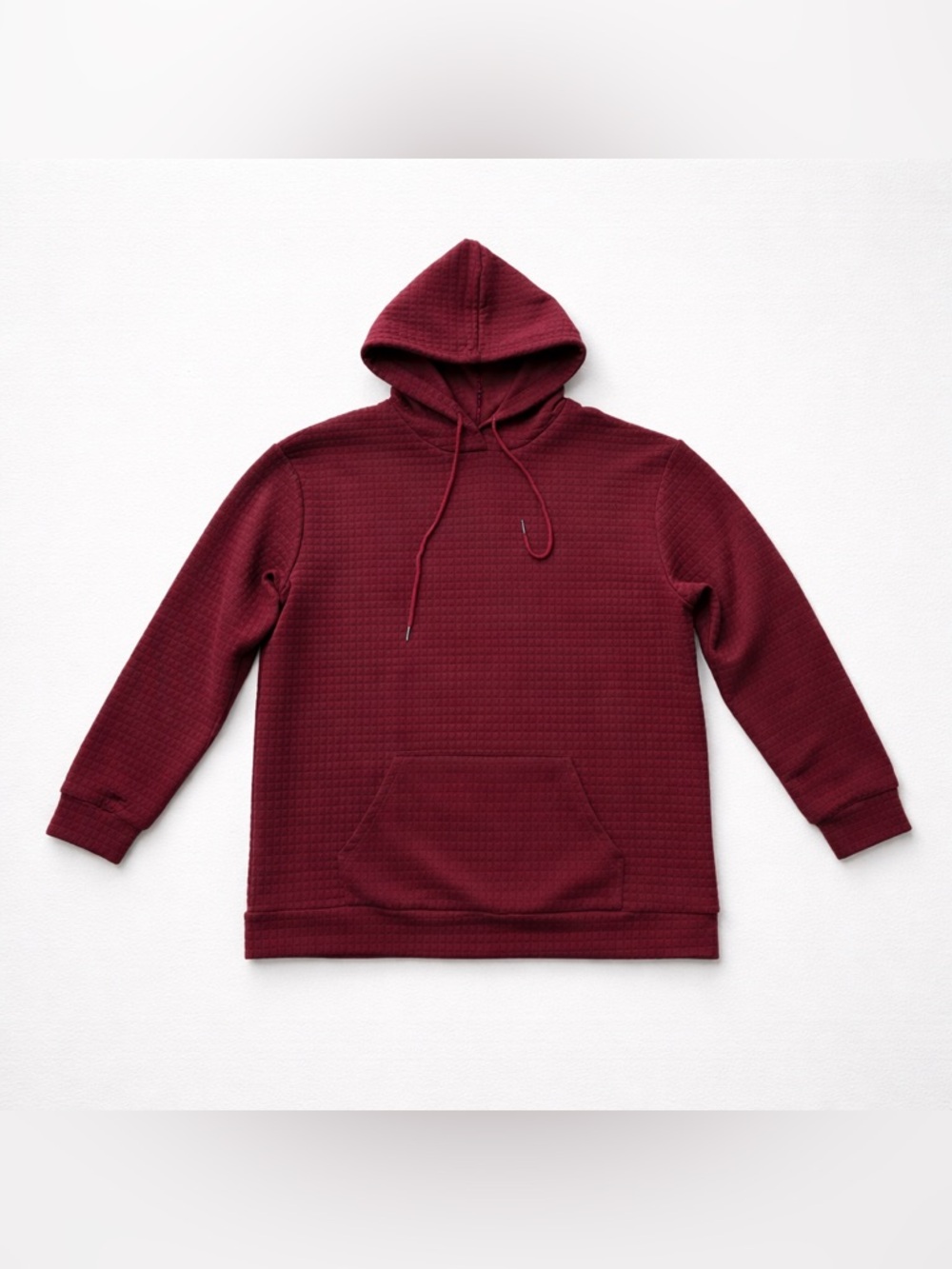 Women’s Waffle Pattern Hoodie Long Sleeve Pocket Burgundy Size XXL